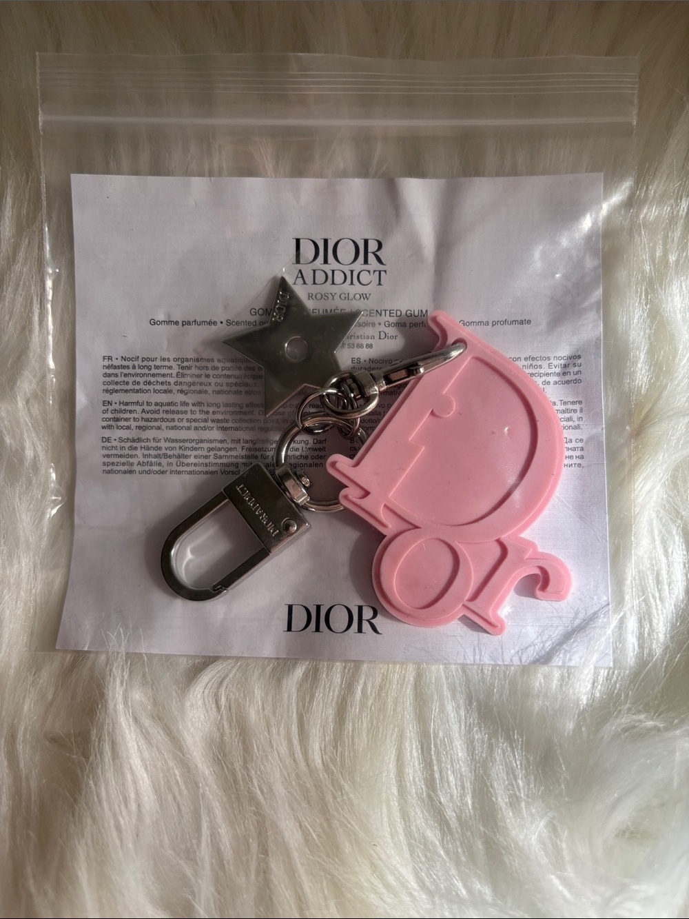 Dior Addict Rosy Glow “Scented Gum” Key Charm with Silver Star